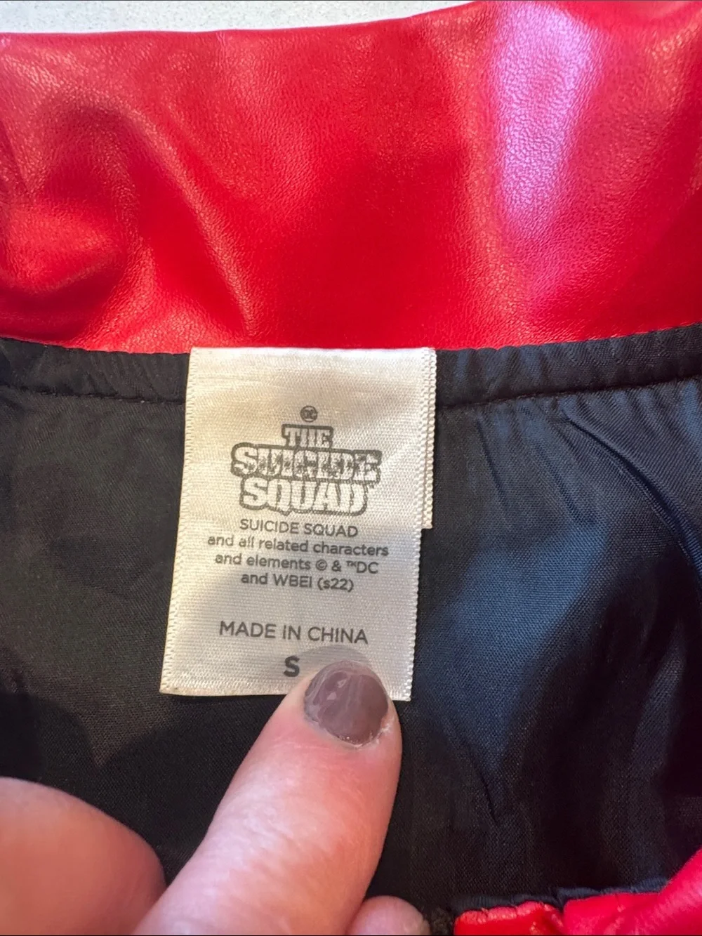 Kids' Red and Black Graphic Cropped Jean-Style Jacket